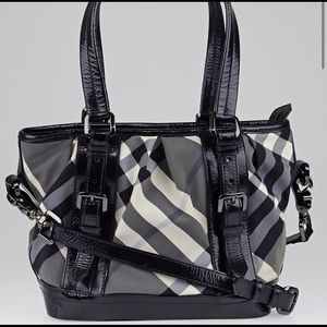 Burberry Black Beat Check Tote Bag